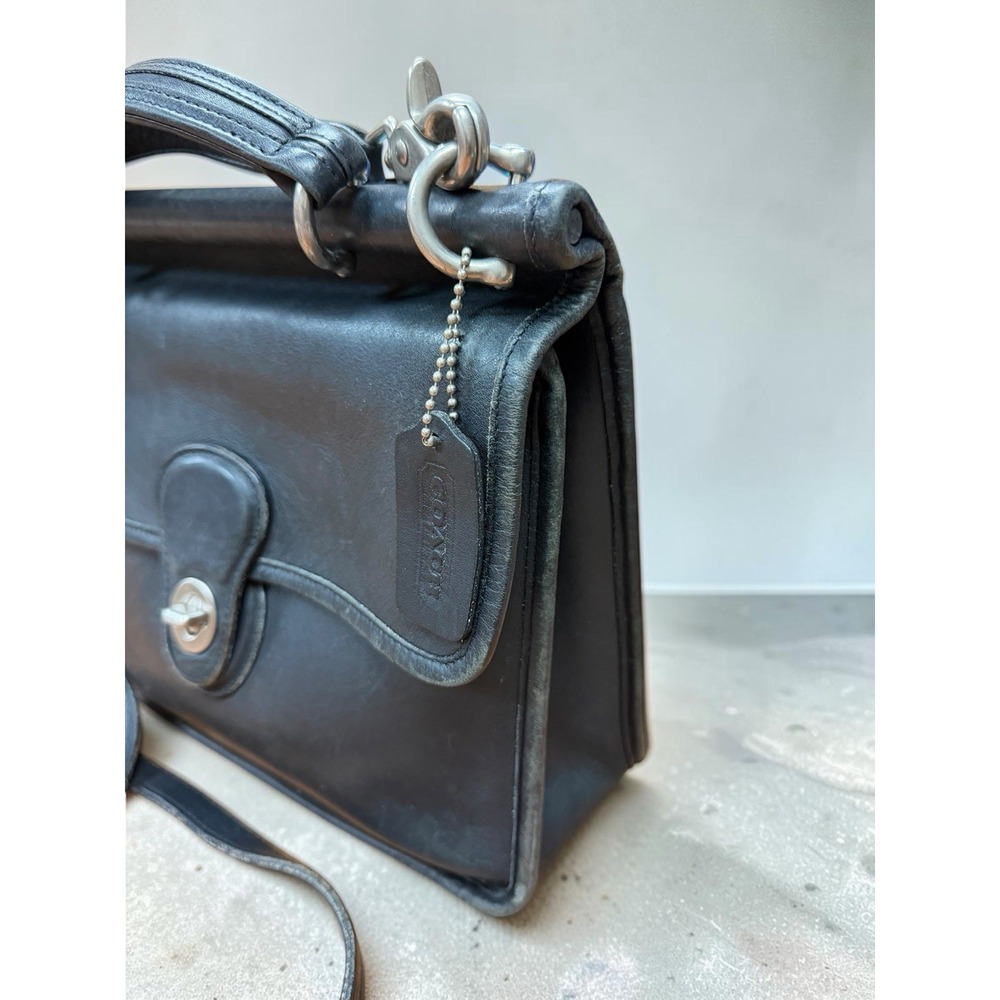 Vintage 1999 Coach Willis 9927 Black Glove Leather Nickel Crossbody Bag USA Era - Picture 4 of 16